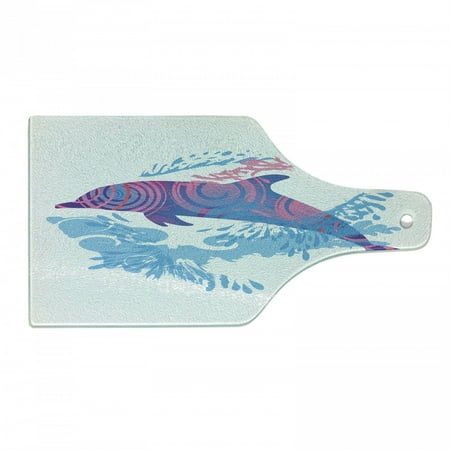 

Sea Animals Cutting Board Dolphin Colorful Patterns Underwater Ocean Life Illustration Decorative Tempered Glass Cutting and Serving Board Wine Bottle Shape Blue Purple Pink by Ambesonne
