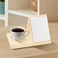 thumbnail image 4 of Wooden Book Stand Triangle Book Holder Reading With Phone Holder Book Rest With Cup Holder For Coffee Bibliophile Book Lovers Natural, 4 of 5