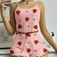 thumbnail image 4 of Aobny Casual Womans Pajamas Pink Loose Women Halter Short Wide-Leg Sleeveless Strawberry Sets Pjs for Lady Fall, 4 of 5