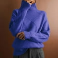 thumbnail image 2 of WREESH Womens Fashion Sweaters Turtleneck Sweater Solid Color Pullover Regular Fit Long Sleeve Tops Casual High Neck Pullover Top Blue, 2 of 6