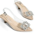 thumbnail image 4 of Women's Pointed Toe Slingback Kitten Heels With Rhinestone Buckle, 4 of 7