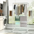 thumbnail image 4 of Gymax Collapsible Laundry Rack Foldable Clothes Drying Rack w/ Hanging Rods 4 Wheels, 4 of 10