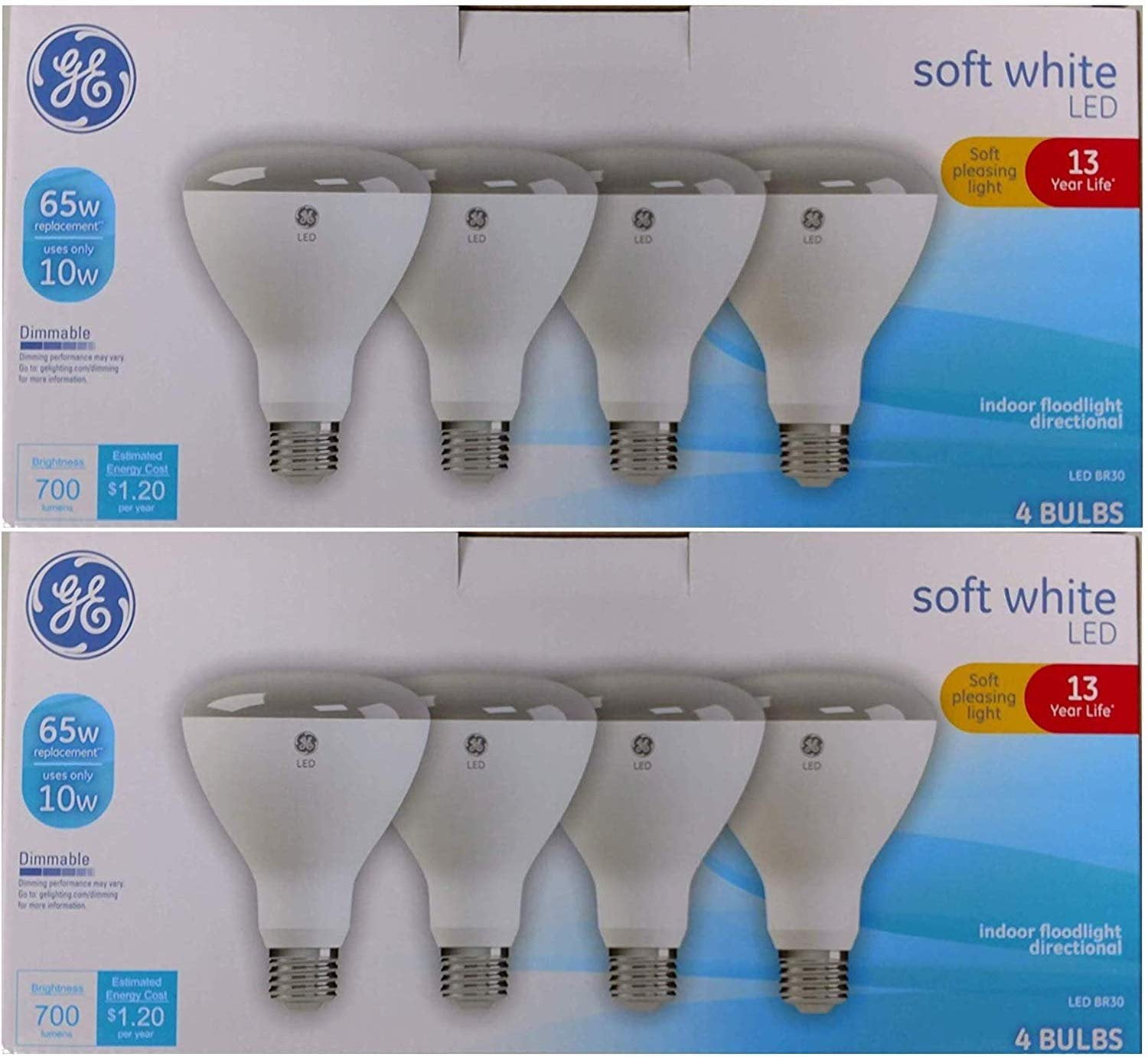 GE LED BR30 Indoor Floodlight Bulb 8 Pack - Energy Star Certified