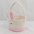 thumbnail image 4 of SUNSIOM Easter Bunny Basket Cute Contrast Color Rope Easter Bucket Tote with Long Handle for Home Party School, 4 of 9