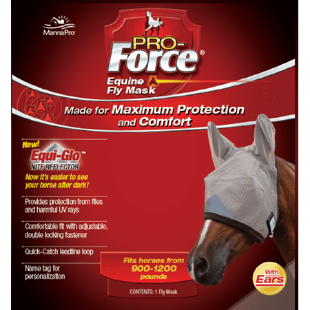 Draft Horse Fly Mask - Manna Pro Pro-Force Equine Fly Mask with Ears