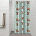thumbnail image 2 of Blue Highland Cow Flower Pattern Shower Curtain 36"x72" ,Bathroom Decorative Shower Curtains Set with 12 Hooks,Modern Waterproof Washable Shower Curtain, 2 of 6