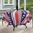 thumbnail image 2 of 4th of July Tablecloth Memorial Day Patriotic Table Cloths Waterproof American Flag Table Cloth with Umbrella Hole 60 x 60 inch for Outdoor Round Table, 2 of 6
