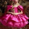 thumbnail image 3 of Vestido de niña con lazo y tirantes, falda de princesa, disfraz infantil de color rojo rosa, 3 of 4