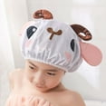 thumbnail image 4 of Happy Date 4Pcs Bath Reusable Shower Caps Designed for Baby, Kids, Children,Long Hair, Cute, Waterproof, Cartoon Animal, Double Layer Bathing Hat for Boys, Girls, Women, 4 of 8
