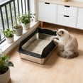 thumbnail image 6 of Stainless Steel Semi Enclosed Cat Litter Box with High Wall, Odor Control, Non-Slip Base, Easy Clean Design, Scatter Proof Cat Litter Pan, Large Capacity for All Cats, 6 of 6