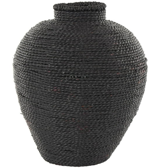 DecMode 13" Handmade Wrapped Pot Black Metal Vase