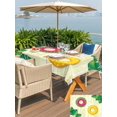 thumbnail image 5 of Outdoor Tablecloth with Umbrella Hole for Patio/Picnic/Party/Camping, Summer Swimming Rings Waterproof Table Cloth Rectangle Table Cover Washable, Floral Plumeria Yellow Wooden (60"x 120"), 5 of 8
