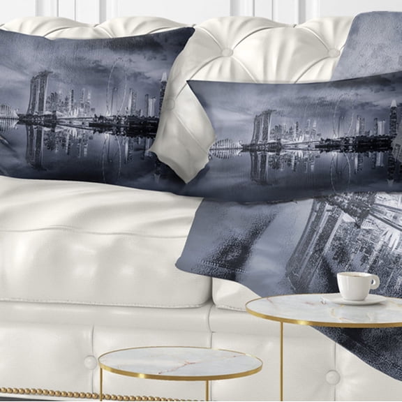 Designart 12" x 20" Black Polyester Throw Pillow