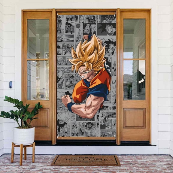 Dragon Ball Door Cover Polyester Banner Outdoor Decoration Accessories For Porch Garden Patio Party Backdrop, 35.4 X 72.8 Inches