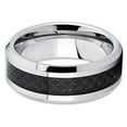 thumbnail image 2 of Tungsten Wedding Band Black Carbon Fiber Inlay 8mm Tungsten Ring Beveled Edges, 2 of 3