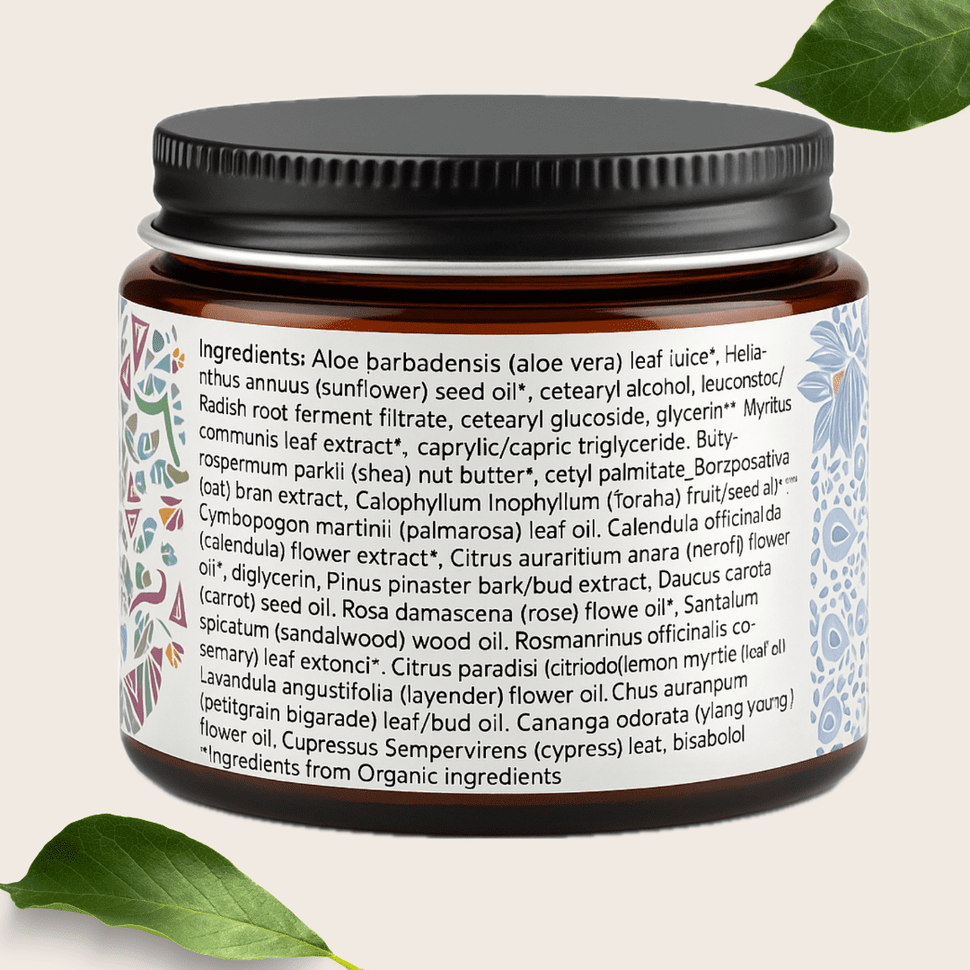 Boho Calendula Face Cream - Hydrating Moisturizer for Dry Skin, Vegan & Organic, 1.7 fl oz Glass Jar
