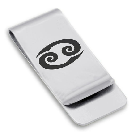 Stainless Steel Cancer Zodiac Sign (Crab) Classic Slim Money Clip Credit Card Holder