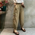 thumbnail image 4 of Summer Savings Clearance! Edvintorg Vintage Embroidery Pants For Women Casual Summer Drawstring Elastic High Waist Linen Pant With Pockets Plus Size Trousers Women Khaki M, 4 of 7