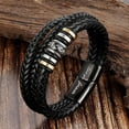 thumbnail image 2 of Braided Leather Bracelet "I Will Always Be With You", Men's Personalised Double Row Woven Leather Motivational Bracelet, Gift for Son With Love You Forever (Grandson), 2 of 7