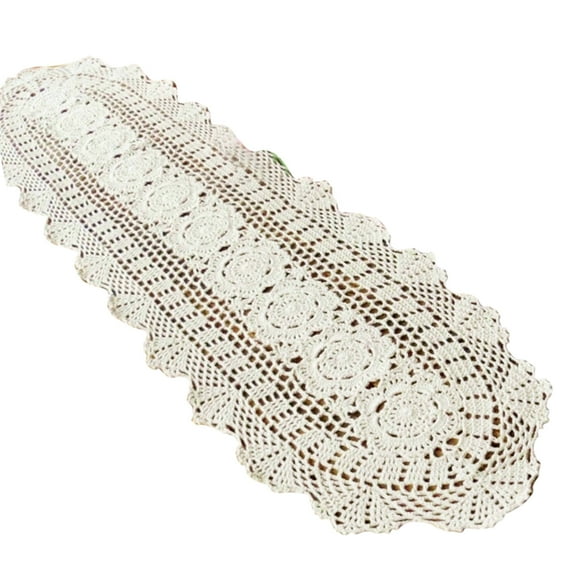 Hevirgo Vintage Handmade Crochet Lace Hollow Dining Table Runner Placemat Home Decor