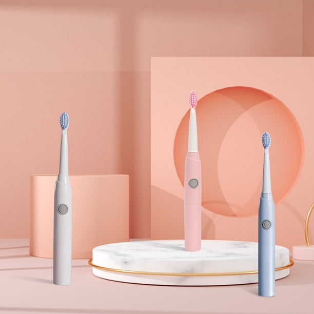 Cepillo de dientes eléctrico con temporizador inteligente - Portátil de bajo ruido impermeable IPX7 - 38.000 trazos/min - 1 cepillo y 4 cabezas de repuesto - blanco, azul, rosa