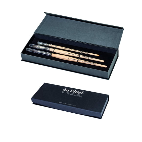 Da Vinci Petit Gris Pur Bleu Brosse à Écureuil - 4251 Assorti, Ensemble de 3, Manche Court