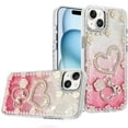 thumbnail image 5 of Case for Motorola Moto G 5G 2025 Bling Fashion Design with 3D Pearls Epoxy Glitter Ornaments Chrome Edge Hard Slim PC, XPM Phone Cover fit Moto G 5G (2025) [Hearts Pink], 5 of 6