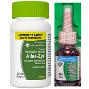 M_M Cetirizine HCL 10 mg (200 Count) Generic Zyrtec  plus Fluticasone Nasal Spray 50Mcg, 1 Bottle 144 Sprays Generic Flonase | 24 H Non Drowsy Allergy Relief | Best Value Generic OTC Allergy Medicatio