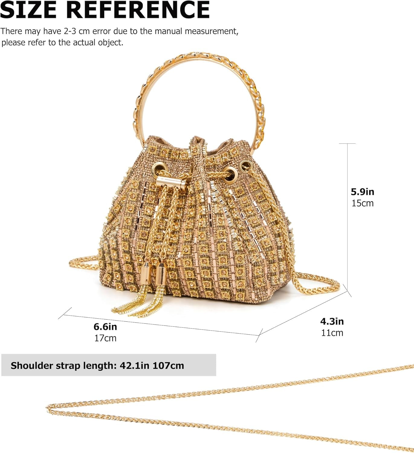Kwuty Sparkly Diamond Evening Bag Clutch Purses for Women Rhinestone Purse Glitter Handbag for Party Prom Cocktail Wedding（Champagne Gold）、