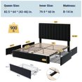 thumbnail image 4 of Allewie Queen Size Storage Bed Frame,Adjustable Headboard,Velvet Upholstered Platform Bed with 4 Oversized Underbed Drawers, Wooden Slats Support, No Box Spring Needed, Black, 4 of 9