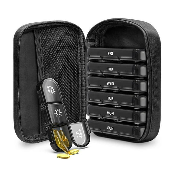 7 Day for Pill Box with Zipper Cloth Bag Weekly for Pill Organizer for Pills Vit