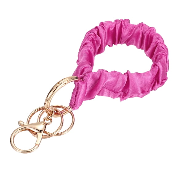 Uxcell Scrunchie Keychain Wristlet, Cute Key Wristlet for Women Elastic Wrist Keychain Bracelet for Car Keys(Pink)