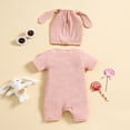 thumbnail image 4 of XIMIN Newborn Baby Boy Girl Romper Easter Outfits Bunny Ear Hoodie Button Onesie Bodysuits Jumpsuit Overall Rabbit Hat, 4 of 9