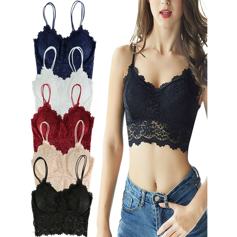 Luxtrada Womens Sexy Lace Floral Half Camisole Padded Bra Sexy