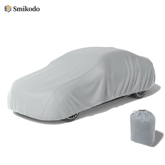 Basic Non-Woven Car Cover, Elastic Hem, Indoor Dustproof, for Sedans, Midsize to Large Size 209x85x48 Inches, with Wind Straps & Storage Bag