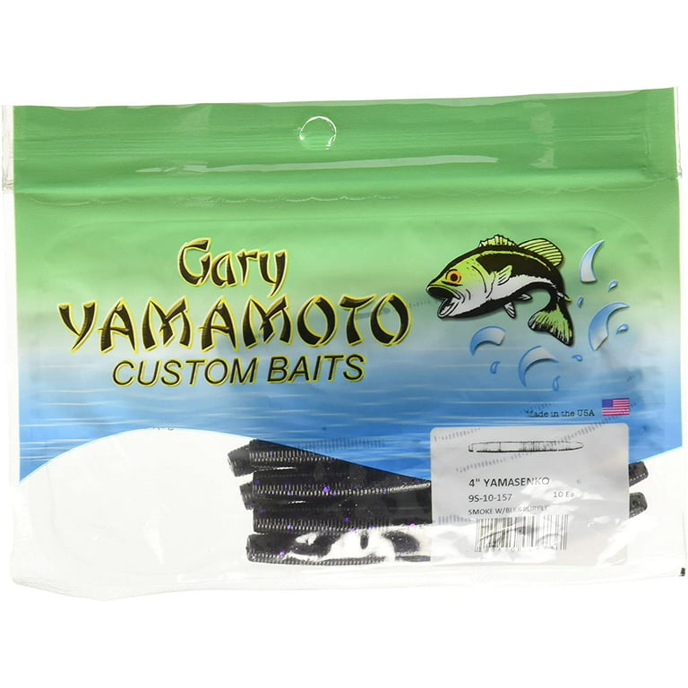 Yamamoto Baits Senko Worm, 10 Pack, 4in, Smoke with Large Black