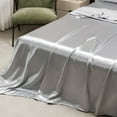 thumbnail image 6 of Gray Satin Sheets Queen Size 4 Piece Luxury Silky Bed Set Soft Silk 12" Deep Pocket Cooling Breathable for Hair & Skin, 6 of 10