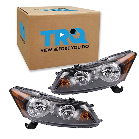 TRQ 2 Piece Headlight Assembly Set Halogen Driver & Passenger Side Fits Honda Accord 2008-2012 HO2502130 HO2503130 33100TA0A01 33150TA0A01