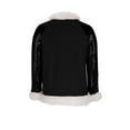 thumbnail image 3 of ZUKMRJPC Sweatshirts for Women Long Sleeve Furry Fur Trim Collar Patchwork Shiny Sequins Cropped Pullover Fall Fashion Warm Comfy Tops, 3 of 5
