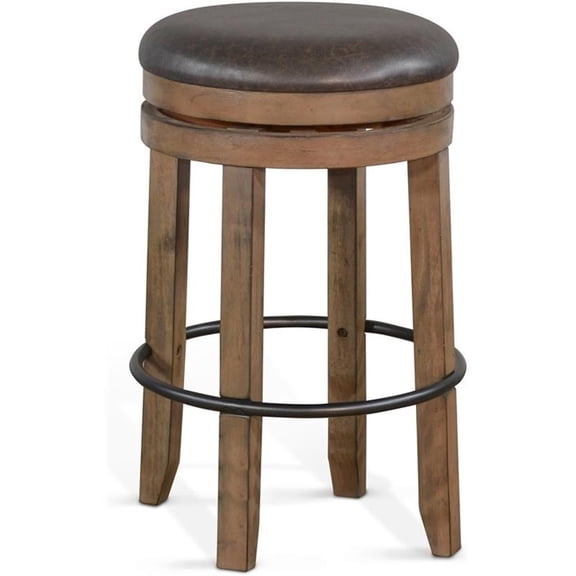 Sunny Designs 30" Doe Valley Backless Swivel Barstool in Taupe Brown (Set of 2)