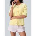 thumbnail image 3 of FOCUSNORM Women Cardigan Elegant Short Sleeve Button Closure Solid Casual Jacket with Pockets, 3 of 9