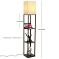 thumbnail image 3 of Brightech Maxwell Standing Tower Wood Floor Lamp with Shelves and USB Port - Havana Brown, 3 of 9