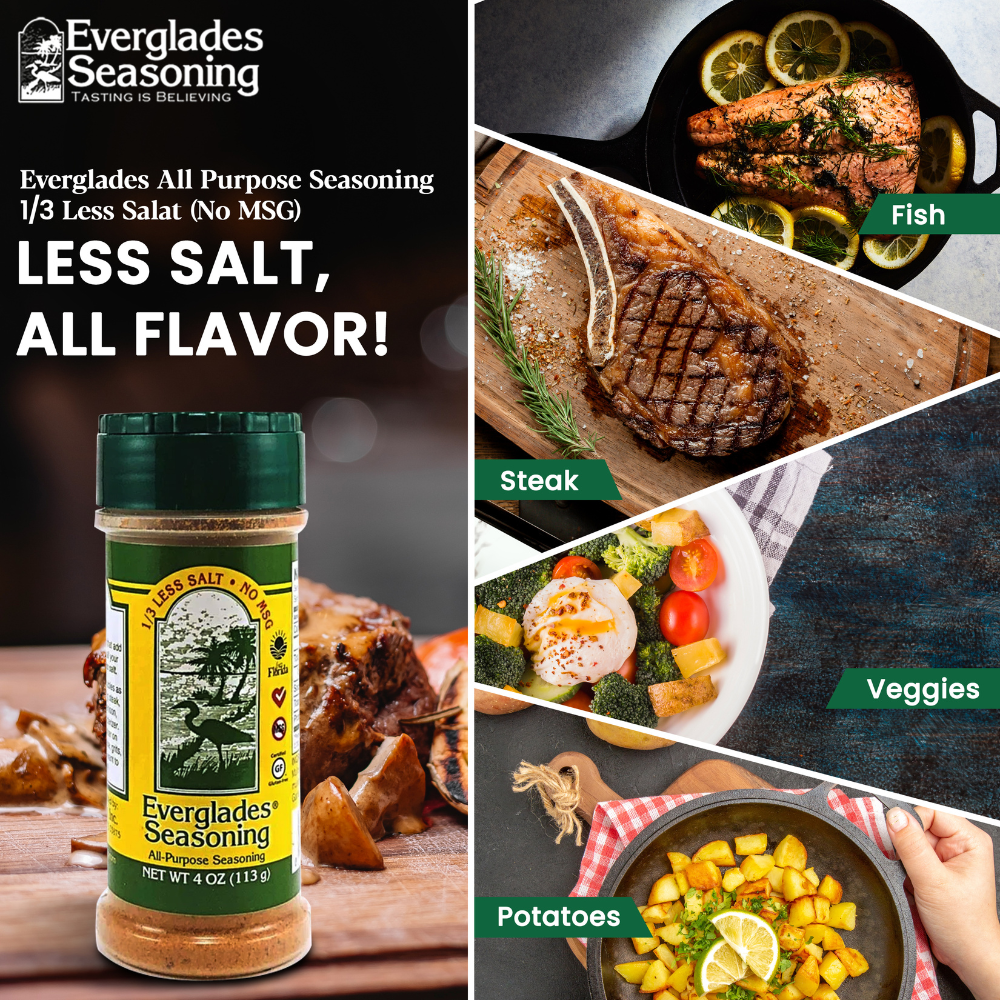 (4 pack) Everglades All-Purpose Less Salt Seasoning - Mild - 4 oz