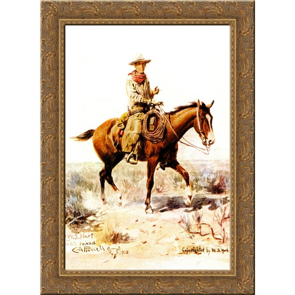 William S. Hart 24x18 Gold Ornate Wood Framed Canvas Art by Charles M. Russell