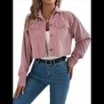 thumbnail image 3 of Chaquetas de con Botones para Mujer, Camisetas de Larga, Tendencia 2025 Rosa XL, 3 of 9