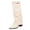 White, variant on Women Wide Calf Fold Over Tall Boots, Pointed Toe Chunky Block Heel Slouchy Long Boots with Side Zipper for Autumn Winter Daily Dress‑up
