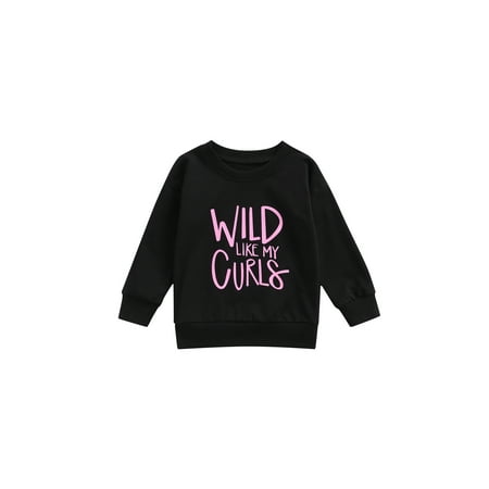 

Fanvereka Baby Sweatshirt Tops with WLID LIKE MY CURLS Letter Print Classic Round Neck Spring Clothing