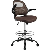 HYLONE Drafting Chair with Flip-Up Arms, Adjustable Height & Lumbar Support Tall Office Chair for Standing Desk, Ergonomic Drafting Stool Chair (Black)