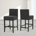 thumbnail image 1 of Set of 2 Bar Height Stools with Backs, Gray Fabric Upholstered Counter Stools with Footrest and Solid Wood Legs, Ideal for Modern Kitchen Island and Home Bar Setup, 1 of 5