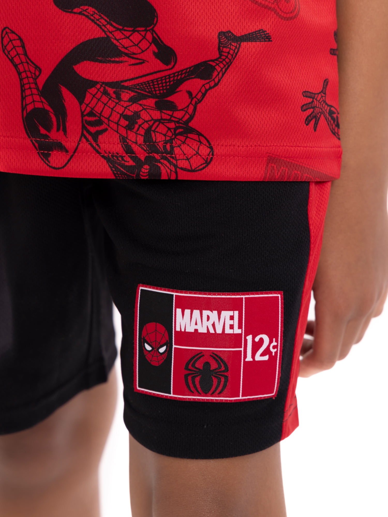 Spider-Man Boys Active Printed Short Sleeve Tee and Matching Shorts, 2-Piece Set, Sizes 4-16